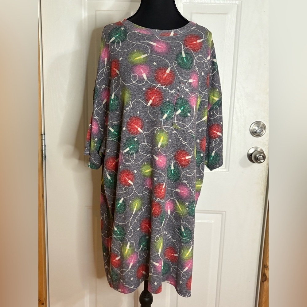 Victoria Secret PINK Sleep Shirt Medium Christmas Lights Oversized Loose Fit